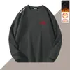 Camiseta masculina de manga longa para outono e inverno, marca da moda, corte solto, forrada com fleece, espessa, camiseta básica casual, moletom gola redonda para jovens estudantes