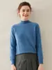 Suéter de Cachemira para Mujer, Capa Base de Invierno Amigable con la Piel, Color Sólido, Estilo Nuevo, Lana Engrosada, Suéter Holgado con Cuello Semialto