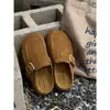 Pantuflas de mujer estilo Birkenstock de suela gruesa y blanda para usar en exteriores, nuevas de 2026, mules cerrados de media punta vintage para mujer