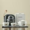 Juego de Té de Viaje de Porcelana Blanca Una Tetera Tres Tazas Conveniente para Exteriores Juego de Tazas Express de Cerámica Regalo de Acompañamiento para Actividades Empresariales