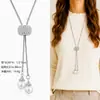 Cadena para Suéter de Collar Largo Geométrico, Accesorio de Lujo de Alta Gama, Versátil y de Moda, Colgante de Perla para Otoño e Invierno