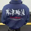 Jaqueta Bomber Estampada Estilo Retrô Americano High Street Uniforme de Baseball para Homens e Mulheres, Estilo Funcional Solto Jaqueta Casual de Casal Tendência