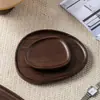 Bandeja Creativa de Madera de Acacia Bandeja de Almacenamiento de Madera para la Entrada del Hogar Plato Asimétrico Decoración Plato para Frutas y Snacks