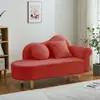 Sofá-cama chaise lounge pequeno de couro de cordeiro cor creme para apartamento sofá mini para quarto de casa cadeira de sofá madeira