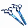 Tesoura de Cabeleireiro 6.0 polegadas Padrão Dragão Azul, Tesoura de Corte de Cabelo, Tesoura Reta, Tesoura de Franja, Tesoura Desbaste