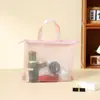 Bolsa Cosmética Colorida para Mujer Nueva Primavera Estilo Coreano Simple y Versátil Bolso de Mano Gran Capacidad Alta Apariencia Malla Transparente