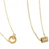 Joyería Romana de Acero de Titanio de Alta Gama con Doble Anillo, Collar, Pulsera y Pendientes Geométricos de Lujo Ligero, Conjunto de Moda para Viajes Diarios para Mujeres