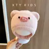 Gorro de Invierno para Bebé Estilo Nuevo Cálido de Punto de Doble Capa con Protección para las Orejas de Felpa Cerdo Pequeño Lindo Súper Adorable para Niños y Niñas