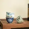 Xícaras de chá de porcelana com esmalte azul e branco, incluindo xícaras de mestre, xícaras de convidado e xícaras de degustação, para uso doméstico, adequadas para cerimônias de chá chinesas
