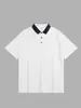 Camisa POLO Cultural Guochao Retro Lavada Amekaji Algodão Puro Bloco de Cores Patchwork Solta Unissex Homens Mulheres Manga Curta