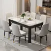 Mesa de jantar em pedra sinterizada italiana com conjunto de mesa e cadeiras de jantar em imitação de madeira maciça, mesa de jantar retangular moderna minimalista para apartamento pequeno