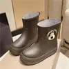 Botas de Agua de Dibujos Animados de Cachorros Lindos para Primavera y Otoño, Botas de Lluvia de Media Caña para Mujer, Botas de Lluvia Impermeables de Moda para Exteriores con Suelas Suaves Antideslizantes