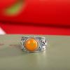 La pieza de carácter plata plata s925 diseño retro anillo de cera de abeja moda nicho anillo abierto