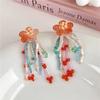 Pendientes de borla con flor degradada estilo ins coreano, aguja de plata s925, pendientes hechos a mano con cuentas, nueva moda 2023