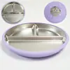 Plato de Cena de Acero Inoxidable Más Vendido Transfronterizo, Vajilla para Comida Complementaria Infantil, Ventosa de Silicona, Anticaídas, Aislante Térmico, Plato Dividido de Grado Alimenticio