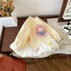 [Procesamiento y Personalización] Vestido Sudadera para Niña 2024 Otoño Nuevo Estilo para Niñas Vestido Sudadera de Manga Larga con Forro Polar de Dibujos Animados
