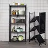 Estante de Almacenamiento en Capas para Horno de Microondas Doméstico, Estante de Almacenamiento de Cocina Móvil, No Requiere Instalación, Estante de Almacenamiento de Cocina Plegable