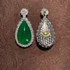 Plata de Ley 925 Nuevo Calcedonia Natural Verde Alto Forma de Gota 17*29 Colgante Incrustado en Plata Tendencia Nacional Joyería Exquisita Versátil