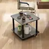 Mesa de centro pequeña, simple y moderna, para sala de estar, uso doméstico, mesa auxiliar de sofá de doble capa, forma cuadrada, estante simple de mesita de noche para dormitorio