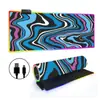 Mouse Pad Luminoso RGB Fluido Abstrato Teclado Gamer E-Sports Pad Espessado para Mesa de Escritório LED Colorido Tamanho Grande