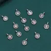 Plata de ley S925 pequeños redondos seguros felices accesorios vintage tinta negra accesorios material de cuentas hecho a mano DIY