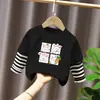 G2043# Primavera y Otoño Nuevo Niños y Niñas Camiseta de Manga Larga Rayada Falso Dos Piezas Camiseta Base Joker Chaqueta Casual Ropa Infantil