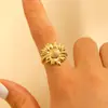 Anillo de Acero Inoxidable Transfronterizo Exagerado Moda Geométrico Abierto Gota de Aceite Anillo para Dedo Índice Dorado 18K Lujo Ligero Joyería de Alta Gama