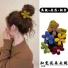 Elástico de Cabelo com Flor de Veludo para Outono e Inverno, Elástico de Cabelo Largo Sem Costura, Alta Elasticidade, Elástico Durável para Rabo de Cavalo e Coque