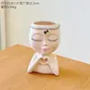 Maceta Creativa con Forma de Corazón de Niña de Ojos Cerrados Multifuncional Organizador de Brochas de Maquillaje Portalápices Decoración de Escritorio para el Hogar Adorno