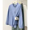 100kg Tallas grandes mujer otoño nueva colección elegante cuello con volantes manga larga camisa casual ropa de trabajo blusa 0997