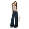 Jeans Retrô Americano Laranja Juvenil de Cintura Baixa e Perna Larga para Mulheres, Caimento Solto, Emagrecedor, Valoriza a Silhueta, Fluido, Calça Reta Fashion e Versátil