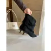 Botines de Tacón de Aguja Puntiagudos Estilo Coreano Estacional First Encounter para Mujer, Botines Elegantes de Tacón Alto Otoño/Invierno, Botas de Gamuza para Pierna Ancha Adelgazantes