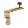 Mesa de Bar Sólida de Madera Color Crema, Gabinete Divisor de Esquina para Sala de Estar, Barra de Bar Pequeña, Balcón, Mesa Creativa de Patas Altas Contra la Pared para Casa de Huéspedes