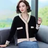 Cardigan de Tricô Moderno ZLS Primavera/Outono, Suéter Feminino Estilo Curto, Coleção 2025, Peça de Roupa Externa Chique