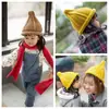 Sombreros de Lana Puntiagudos para Niños y Niñas Japoneses y Coreanos, Cálidos y a Prueba de Viento Tejidos para Padres e Hijos con Borde Enrollado, Gorros de Punto de Ida y Vuelta para Chupetes al por Mayor