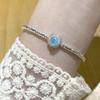 Pulseira de bambu de prata esterlina s925 aquamarina natural feminina ins nicho de alta qualidade gelo rachado fada flash diamante