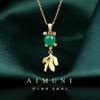 [Entrega el mismo día] accesorios de estilo étnico de carpas de la suerte para mujer con incrustaciones de calcedonia esmeralda cadena para suéter collar vintage