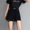Shorts de Mezclilla Negros para Mujer, Nuevo Estilo Veraniego, Rasgados, de Cintura Alta, Moldeadores de Piernas, Hot Pants de Corte A, Estilo Coreano Trendy Ins