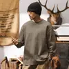 Camiseta de manga larga para hombre con textura de bambú, nueva colección primavera 2026, morado dopamina, corte holgado, estilo simple, al por mayor