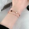 Pulseira Mori Style Trevo de Quatro Folhas Fresco Camada Dupla Ouro Rosa Luxo Leve Design High-end Pulseira Simples Que Combina Com Tudo
