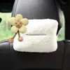 Caixa de Lenços para Carro com Design de Girassol em Lã de Cordeiro, Porta-Lenços Criativo e Fofo para Porta-Braço
