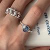 Anillo de Zirconia Azul para Mujer, Moderno y Elegante, Versátil y de Alta Gama, Nuevo Anillo Abierto para Dedo Índice