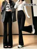 Calça Flare Lisa para Gestantes Calça Longa Versátil Casual Calça Micro Flare Cintura Alta Suporte para Barriga Tamanhos Petite Plus Size Emagrecedor Roupa de Maternidade
