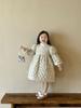 Invierno 2024 Nuevo Ropa Infantil Coreana Niñas Falda Acolchada de Algodón Floral Coreana Vestido Espeso Forrado de Felpa