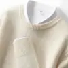 Suéter Grueso de Cachemira para Hombre Otoño e Invierno Pulóver de Cuello Redondo para Hombre Camiseta Base Color Sólido Simple Versátil Prendas de Punto Casuales