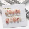 Piezas de Manicura Ovaladas Cortas Portátiles Hechas Completamente a Mano, Multicolor Extraíbles Corazón de Brillo Puro Blanqueamiento Estilo de Alta Gama 10 Piezas