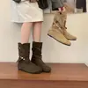Botines Cortos con Hebilla Retro para Mujer 2026 Otoño Nuevos Aumentadores de Altura Interior Adelgazantes Botas Vaqueras Occidentales Botas Adelgazantes Botas Birkenstock