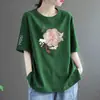 Comércio Eletrônico Transfronteiriço Desembaraço Marca Etiqueta Cortada Estilo Chinês Camiseta de Manga Curta Feminina Nova Estilo Chinês Tendência Nacional Petite Ombro Normal Camiseta