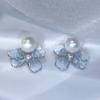 Pendientes de flor de cristal degradado y perla 2024 nuevos elegantes de moda pendientes con temperamento Joker pendientes de alto nivel