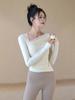 Ropa de yoga para mujer, top deportivo de alta calidad con almohadilla para el pecho, corte entallado, manga larga, para entrenamiento de pilates y fitness, para principios de otoño.